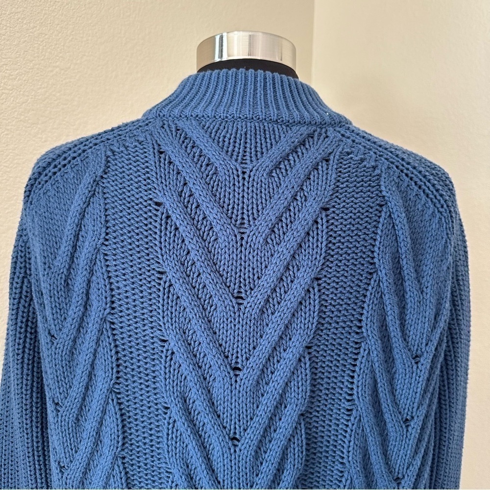 J. Crew Cable-knit mockneck Cotton Pullover Oversized sweater Ultramarine Size S - Picture 8 of 12